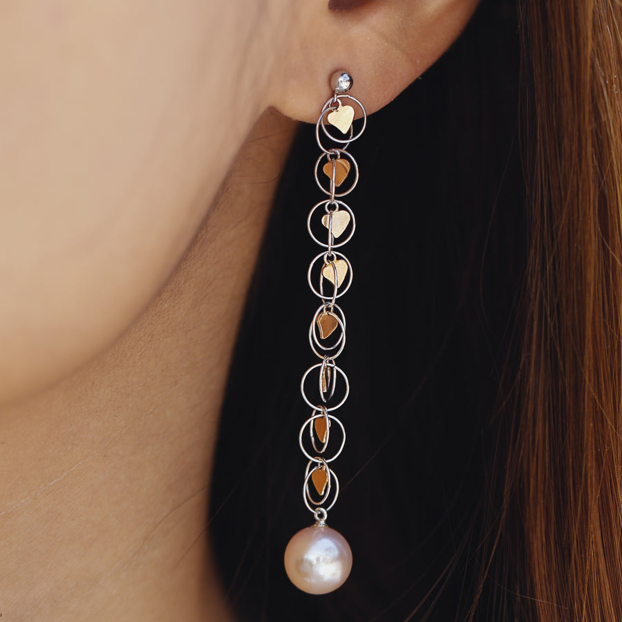 Heart Earrings with Pearl